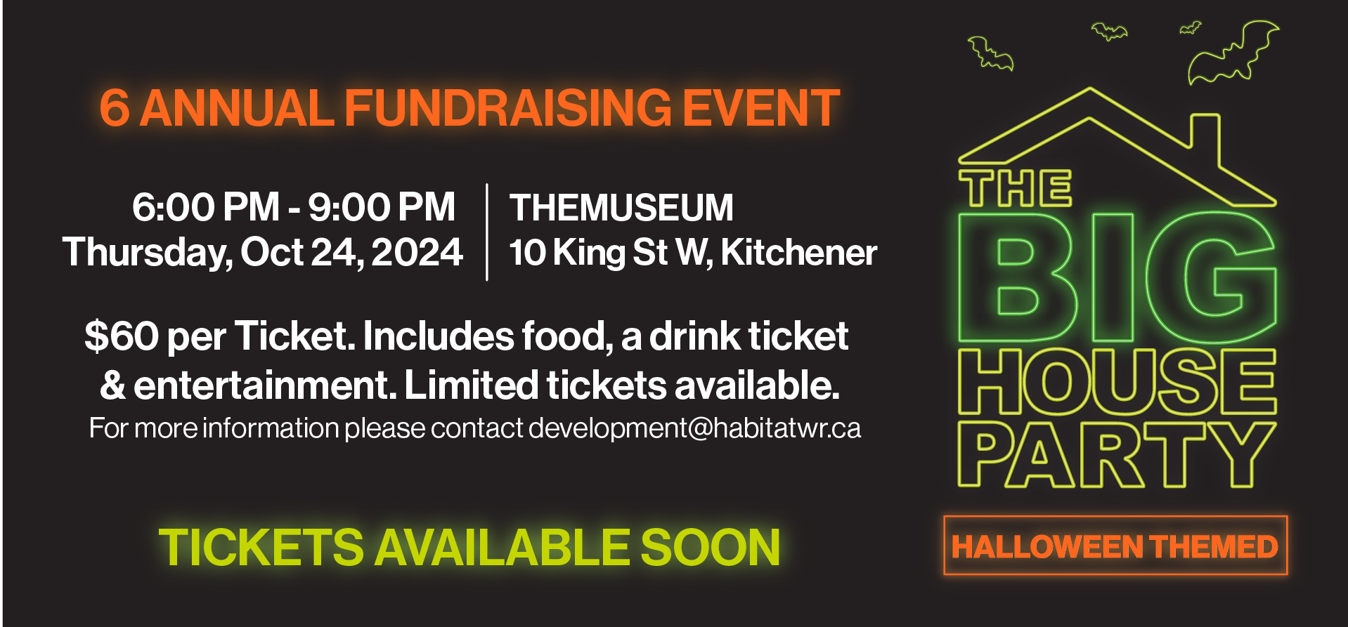 Big House Party Halloween Themed: Third Annual Big House Party Fundraising Event. October 27, 2022 6-9 PM. At Farm League Brewing. $50 Per Ticket