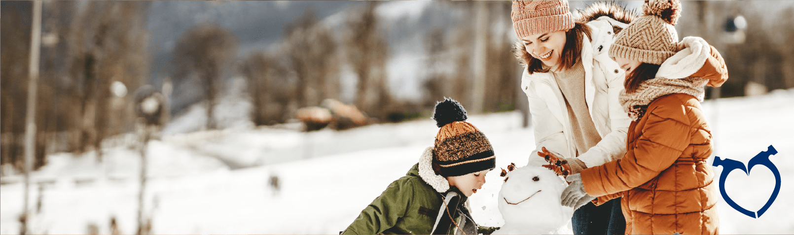 Mother and Children in snow